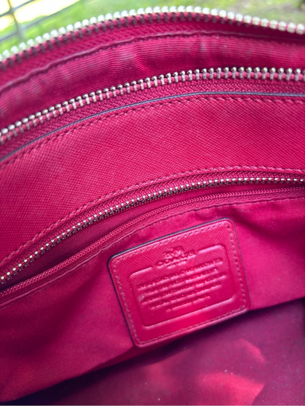 Coach Outlet Dark Red Leather Satchel/ Shoulder Bag with Charm - Picture 8 of 10